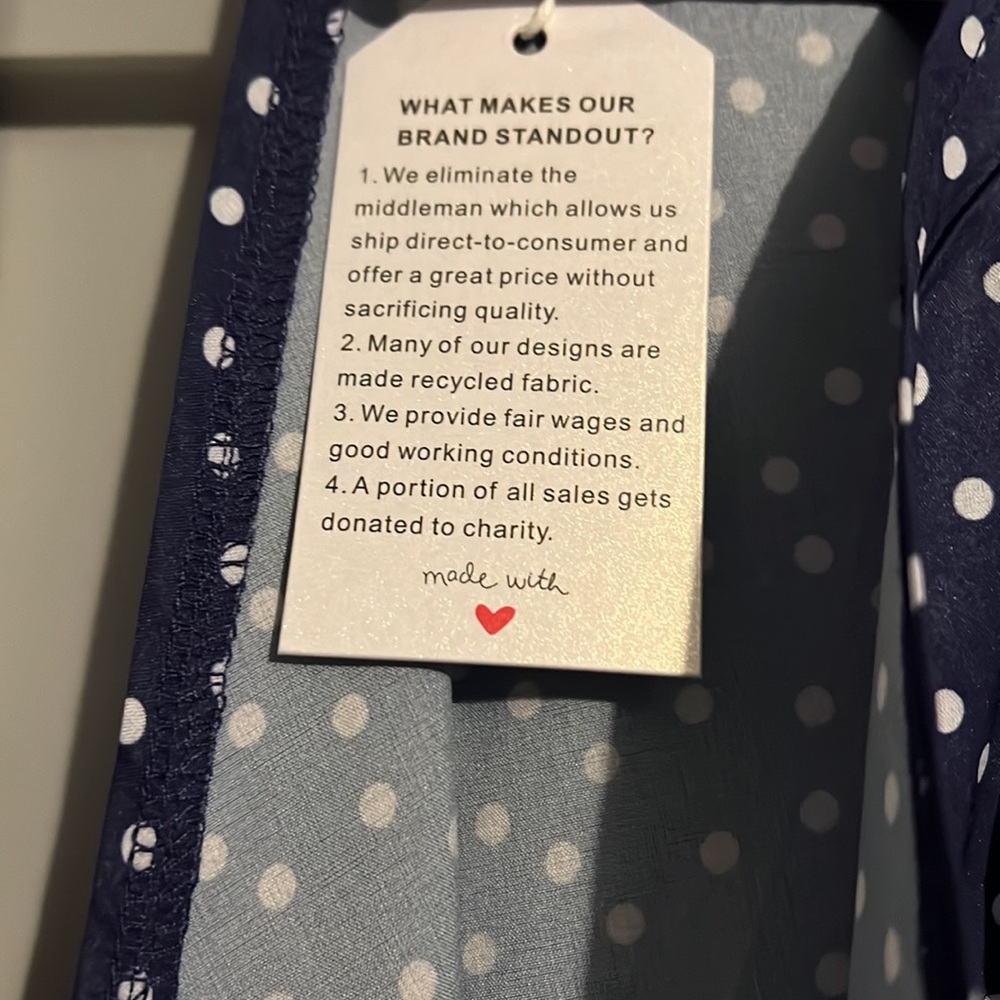 Navy blue belted polka dot ankle length dress. - Picture 4 of 5